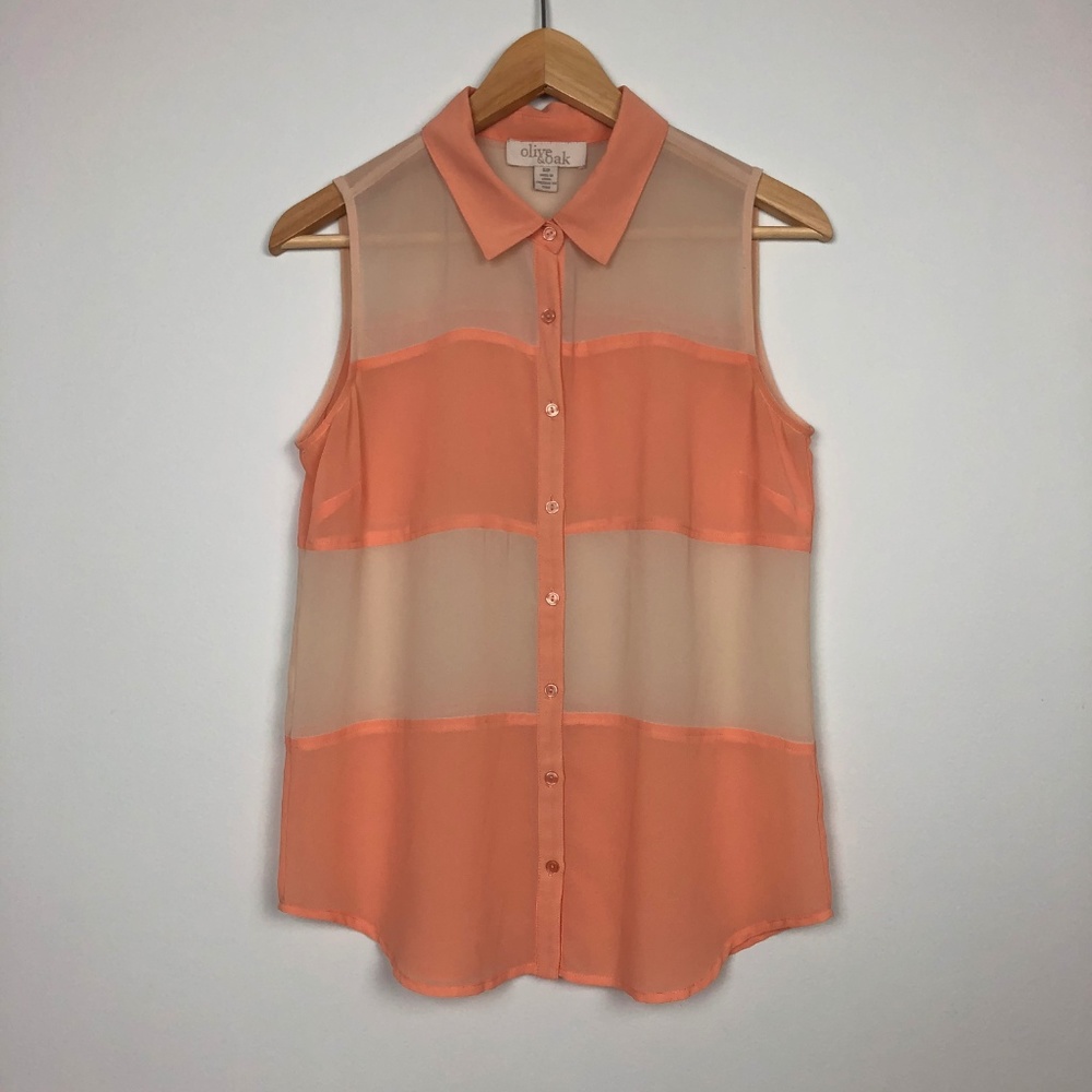 Sleeveless Buttondown Stripe Top Size Small